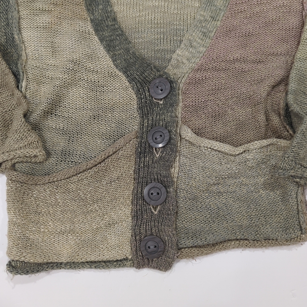 Kensie Pink Green Button Cardigan Chunky Knit - Women's Small Multicolor Heavy - Picture 6 of 16